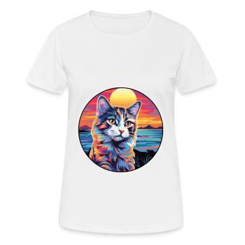 Ragamuffin Chat Race Aquarelle Dessin animé Kawaii Animal de compagnie - T-shirt respirant Femme - blanc - Devant - AI Model Female 172 dark (172cm)