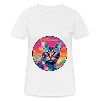 Pixie Bob Cat Breed Watercolor Cartoon Kawaii Pet - Women's Breathable T-Shirt - white - Front - AI Model Female 172 dark (172cm)
