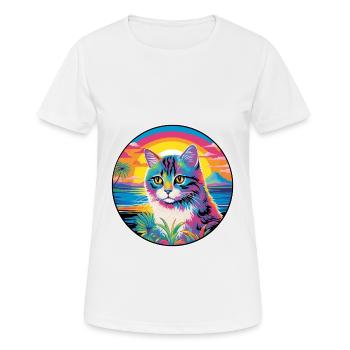 Scottish Straight Cat Aquarell Cartoon Kawaii - Frauen T-Shirt atmungsaktiv - Weiß - Vorne - AI Model Female 172 dark (172cm)