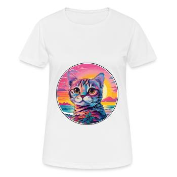 Singapura Chat Race Aquarelle Dessin animé Kawaii Pet - T-shirt respirant Femme - blanc - Devant - AI Model Female 172 dark (172cm)