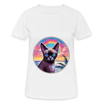 Siamkatze Rasse Aquarell Karikatur Kawaii Haustier - Frauen T-Shirt atmungsaktiv - Weiß - Vorne - AI Model Female 172 dark (172cm)