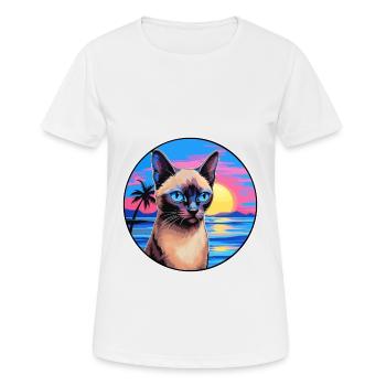 Siam Kurzhaarkatze Aquarell Cartoon Kawaii - Frauen T-Shirt atmungsaktiv - Weiß - Vorne - AI Model Female 172 dark (172cm)