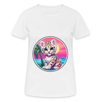 Léopard des neiges bébé chat aquarelle dessin animé Kawaii - T-shirt respirant Femme - blanc - Devant - AI Model Female 172 dark (172cm)