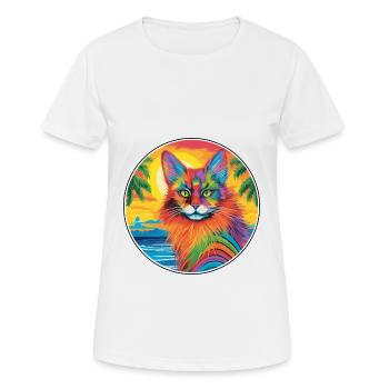 Race de chat somalien aquarelle dessin animé Kawaii animal de compagnie - T-shirt respirant Femme - blanc - Devant - AI Model Female 172 dark (172cm)