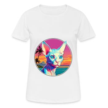 Sphynx Cat Breed Watercolor Cartoon Kawaii Pet - Women's Breathable T-Shirt - white - Front - AI Model Female 172 dark (172cm)
