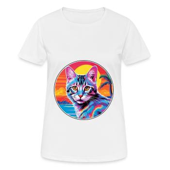 European Shorthair Cat Watercolor Cartoon Kawaii - Women's Breathable T-Shirt - white - Front - AI Model Female 172 dark (172cm)