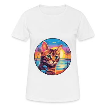 Havanna Braun Katze Rasse Aquarell Karikatur Kawaii - Frauen T-Shirt atmungsaktiv - Weiß - Vorne - AI Model Female 172 dark (172cm)