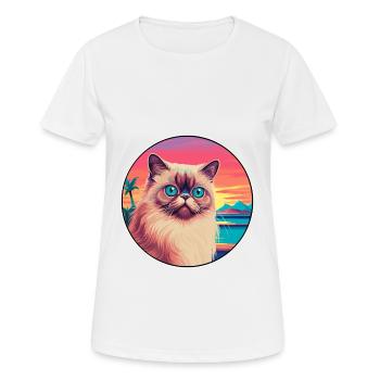 Himalaya-Katzenrasse, Aquarell-Cartoon-Kawaii-Haustier - Frauen T-Shirt atmungsaktiv - Weiß - Vorne - AI Model Female 172 dark (172cm)