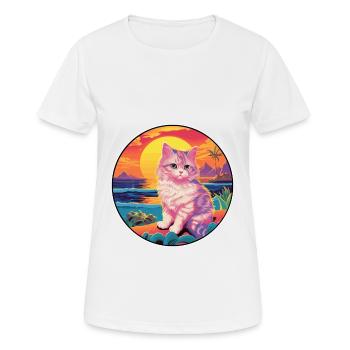 Munchkin Katze Rasse Aquarell Karikatur Kawaii Haustier - Frauen T-Shirt atmungsaktiv - Weiß - Vorne - AI Model Female 172 dark (172cm)