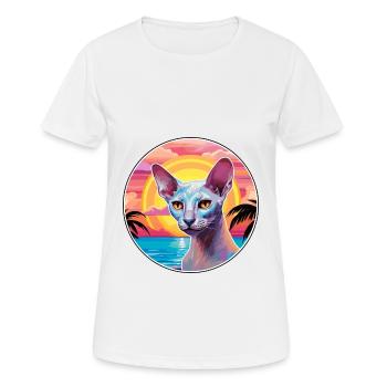 Peterbald Chat Race Aquarelle Dessin animé Kawaii Animal de compagnie - T-shirt respirant Femme - blanc - Devant - AI Model Female 172 dark (172cm)