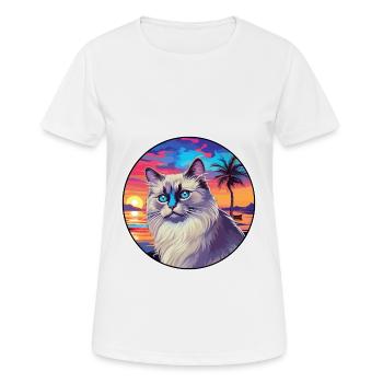 Race de chat Ragdoll aquarelle dessin animé Kawaii animal de compagnie - T-shirt respirant Femme - blanc - Devant - AI Model Female 172 dark (172cm)
