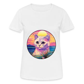 Scottish Fold Cat Race Aquarelle Dessin Animé Kawaii - T-shirt respirant Femme - blanc - Devant - AI Model Female 172 dark (172cm)