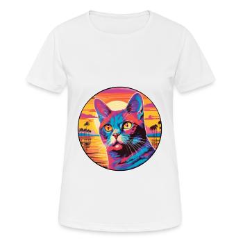 Somali Shorthair Chat Aquarelle Dessin Animé Kawaii - T-shirt respirant Femme - blanc - Devant - AI Model Female 172 dark (172cm)