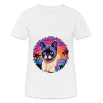 Schneeschuh-Katzenrasse-Aquarell-Cartoon-Kawaii-Haustier - Frauen T-Shirt atmungsaktiv - Weiß - Vorne - AI Model Female 172 dark (172cm)