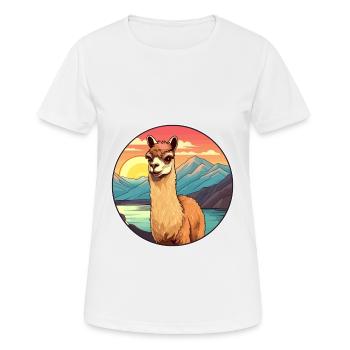 Alpaga Aquarelle Colorée Dessin Animé Kawaii Animal - T-shirt respirant Femme - blanc - Devant - AI Model Female 172 dark (172cm)