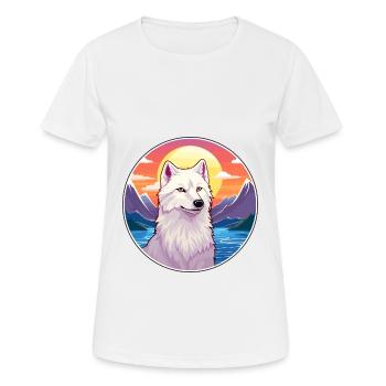 Arctic Wolf Colorful Watercolor Cartoon Kawaii Pet - Women's Breathable T-Shirt - white - Front - AI Model Female 172 dark (172cm)
