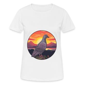Pigeon Aquarelle Colorée Dessin Animé Kawaii Animal - T-shirt respirant Femme - blanc - Devant - AI Model Female 172 dark (172cm)