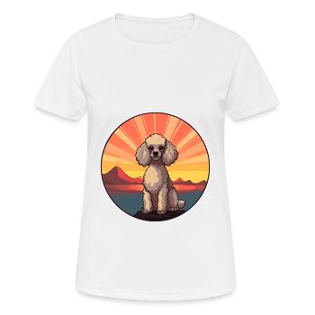 Poodle Dog Colorful Watercolor Cartoon Kawaii Pet - Women's Breathable T-Shirt - white - Front - AI Model Female 172 dark (172cm)