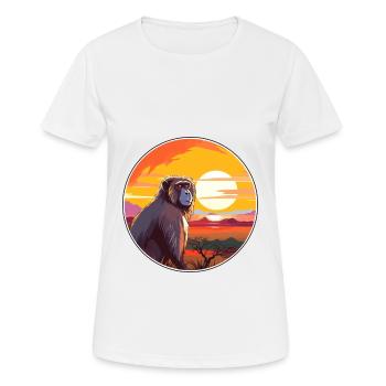 Babouin Aquarelle Colorée Dessin Animé Kawaii Animal - T-shirt respirant Femme - blanc - Devant - AI Model Female 172 dark (172cm)