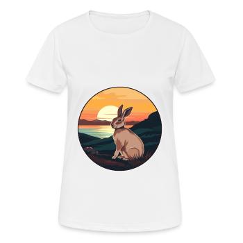 Kaninchen buntes Aquarell Cartoon Kawaii Tier - Frauen T-Shirt atmungsaktiv - Weiß - Vorne - AI Model Female 172 dark (172cm)