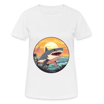 Requin Aquarelle Colorée Dessin Animé Kawaii Animal - T-shirt respirant Femme - blanc - Devant - AI Model Female 172 dark (172cm)