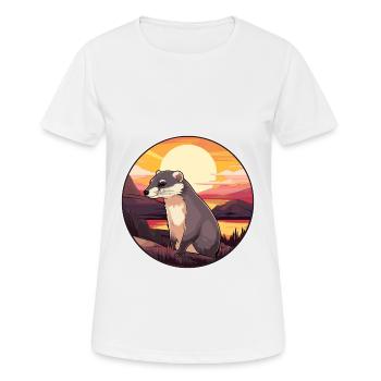 Blaireau Aquarelle Colorée Dessin Animé Kawaii Animal - T-shirt respirant Femme - blanc - Devant - AI Model Female 172 dark (172cm)