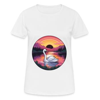 Cygne Aquarelle Colorée Dessin Animé Kawaii Animal - T-shirt respirant Femme - blanc - Devant - AI Model Female 172 dark (172cm)