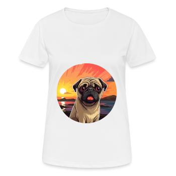Pug Dog Colorful Watercolor Cartoon Kawaii Animal - Women's Breathable T-Shirt - white - Front - AI Model Female 172 dark (172cm)