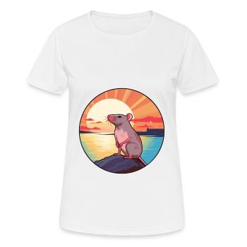 Rat Colorful Watercolor Cartoon Kawaii Animal - Women's Breathable T-Shirt - white - Front - AI Model Female 172 dark (172cm)