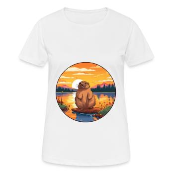 Beaver Colorful Watercolor Cartoon Kawaii Animal - Women's Breathable T-Shirt - white - Front - AI Model Female 172 dark (172cm)