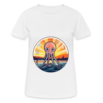 Squid Colorful Watercolor Cartoon Kawaii Animal - Women's Breathable T-Shirt - white - Front - AI Model Female 172 dark (172cm)
