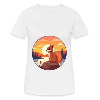 Eichhörnchen buntes Aquarell Cartoon Kawaii Tier - Frauen T-Shirt atmungsaktiv - Weiß - Vorne - AI Model Female 172 dark (172cm)