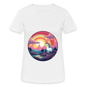 Unicorn Colorful Watercolor Cartoon Kawaii Animal - Women's Breathable T-Shirt - white - Front - AI Model Female 172 dark (172cm)