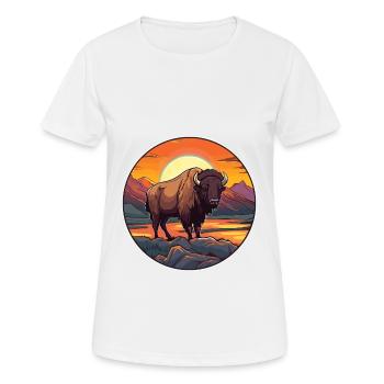 Bison Colorful Watercolor Cartoon Kawaii Animal - Women's Breathable T-Shirt - white - Front - AI Model Female 172 dark (172cm)