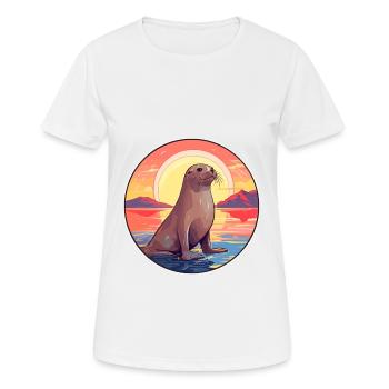Seal Colorful Watercolor Cartoon Kawaii Animal - Women's Breathable T-Shirt - white - Front - AI Model Female 172 dark (172cm)