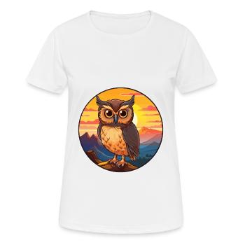 Owl Colorful Watercolor Cartoon Kawaii Animal - Women's Breathable T-Shirt - white - Front - AI Model Female 172 dark (172cm)