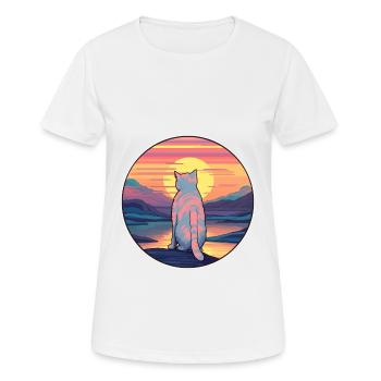 Katze buntes Aquarell Cartoon Kawaii Tier - Frauen T-Shirt atmungsaktiv - Weiß - Vorne - AI Model Female 172 dark (172cm)