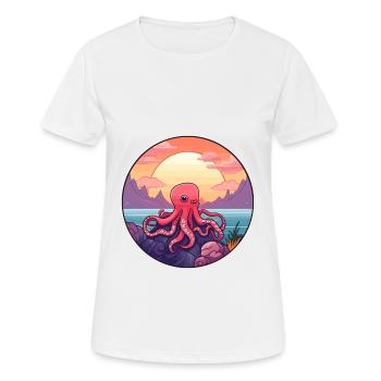 Oktopus Buntes Aquarell Cartoon Kawaii Tier - Frauen T-Shirt atmungsaktiv - Weiß - Vorne - AI Model Female 172 dark (172cm)