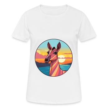 Okapi Colorful Watercolor Cartoon Kawaii Animal - Women's Breathable T-Shirt - white - Front - AI Model Female 172 dark (172cm)
