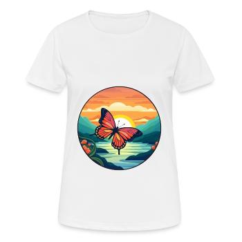 Papillon Aquarelle Colorée Dessin Animé Kawaii Pet - T-shirt respirant Femme - blanc - Devant - AI Model Female 172 dark (172cm)