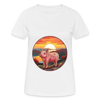 Boar Colorful Watercolor Cartoon Kawaii Animal - Women's Breathable T-Shirt - white - Front - AI Model Female 172 dark (172cm)