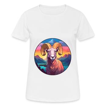 Ram Colorful Watercolor Cartoon Kawaii Animal - Women's Breathable T-Shirt - white - Front - AI Model Female 172 dark (172cm)