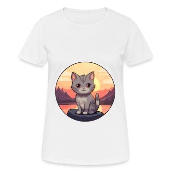 Chaton coloré aquarelle dessin animé kawaii animal - T-shirt respirant Femme - blanc - Devant - AI Model Female 172 dark (172cm)