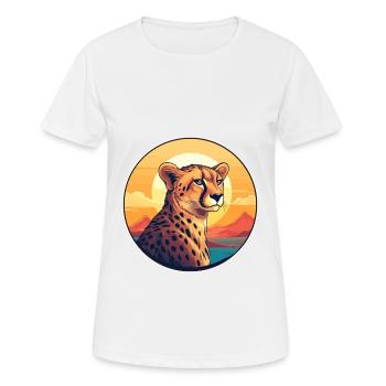 Cheetah Colorful Watercolor Cartoon Kawaii Animal - Women's Breathable T-Shirt - white - Front - AI Model Female 172 dark (172cm)