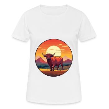 Bull Colorful Watercolor Cartoon Kawaii Animal - Women's Breathable T-Shirt - white - Front - AI Model Female 172 dark (172cm)