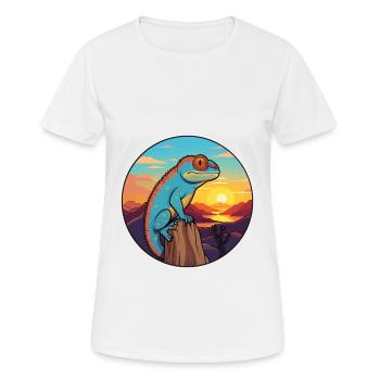 Chameleon Colorful Watercolor Cartoon Kawaii Pet - Women's Breathable T-Shirt - white - Front - AI Model Female 172 dark (172cm)