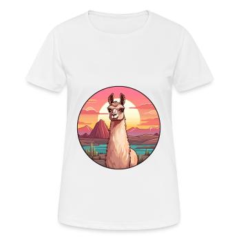 Llama Colorful Watercolor Cartoon Kawaii Animal - Women's Breathable T-Shirt - white - Front - AI Model Female 172 dark (172cm)