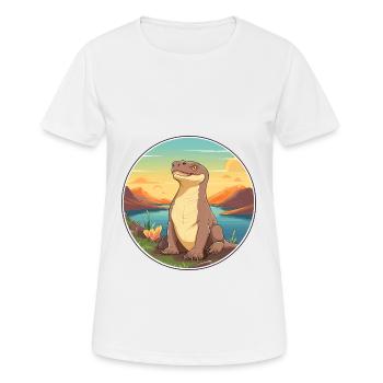 Komodo Dragon Aquarelle Colorée Dessin Animé Kawaii - T-shirt respirant Femme - blanc - Devant - AI Model Female 172 dark (172cm)