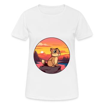 Chipmunk Colorful Watercolor Cartoon Kawaii Animal - Women's Breathable T-Shirt - white - Front - AI Model Female 172 dark (172cm)