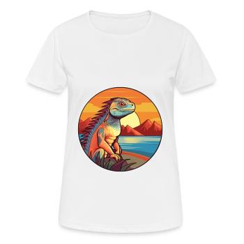 Iguana Colorful Watercolor Cartoon Kawaii Animal - Women's Breathable T-Shirt - white - Front - AI Model Female 172 dark (172cm)